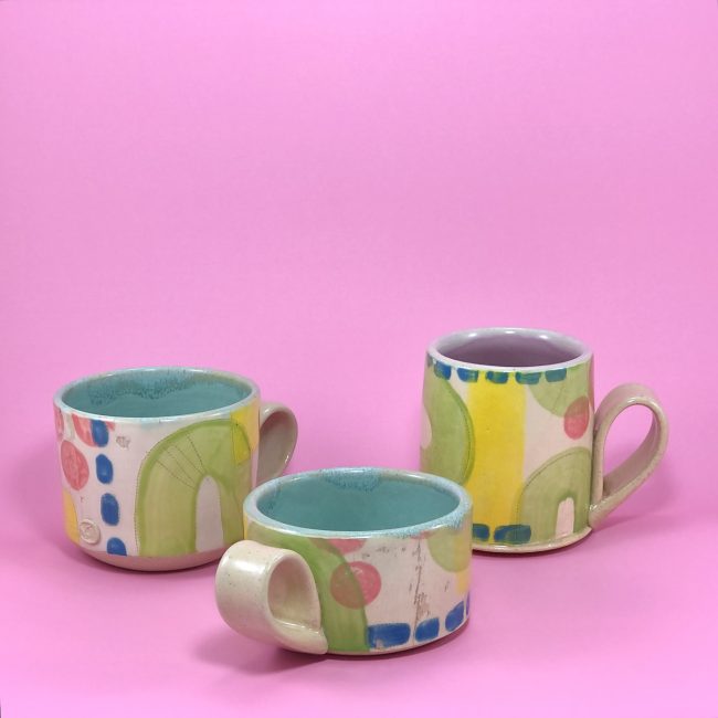 Pastel Monoprint Mugs