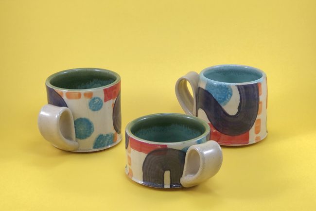 Retro Monoprint Mugs