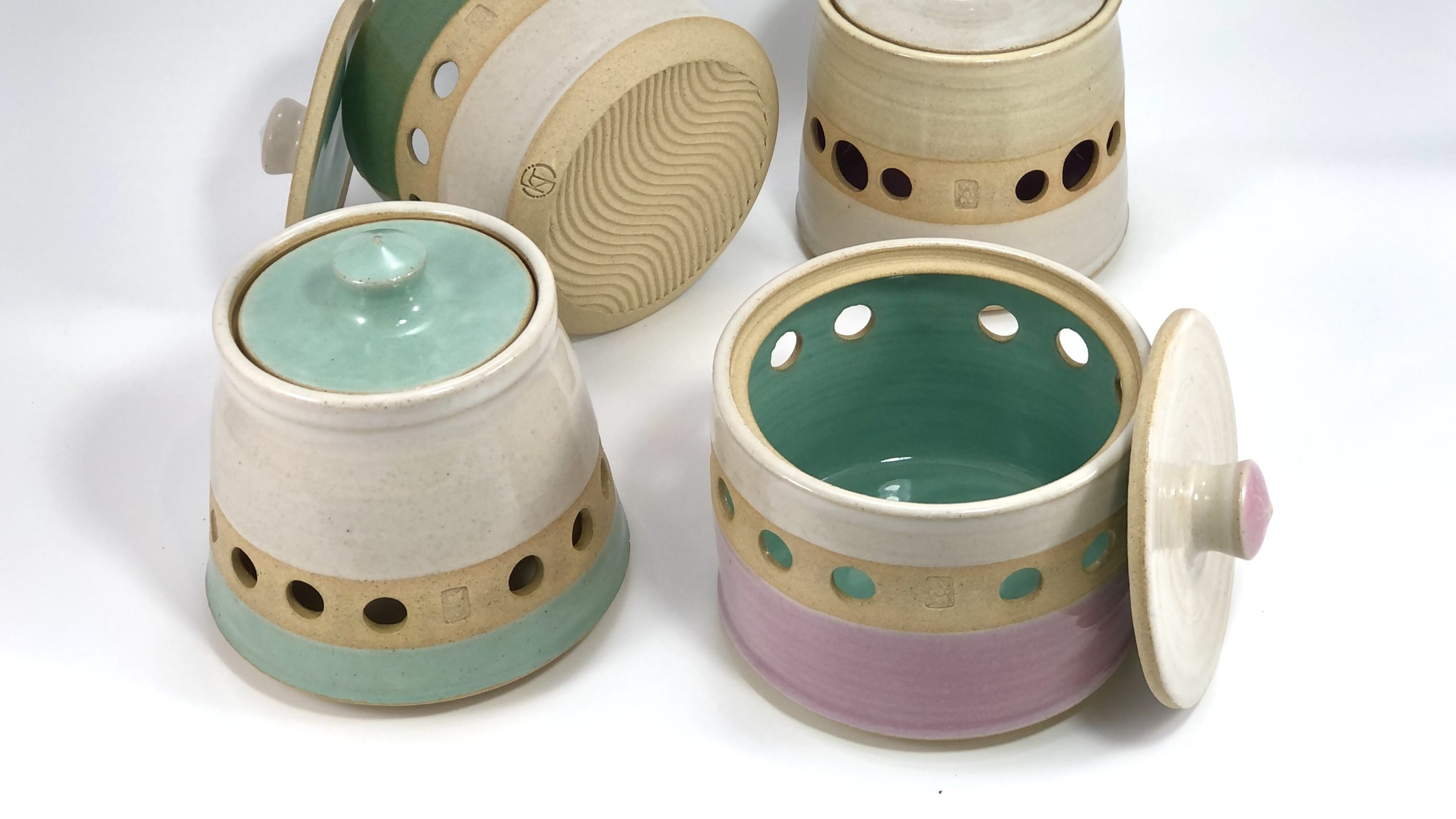Bright coloured pottery for your home.