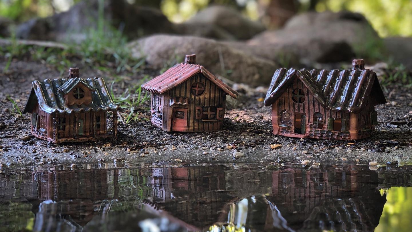 Whimsical mini houses and other creations.